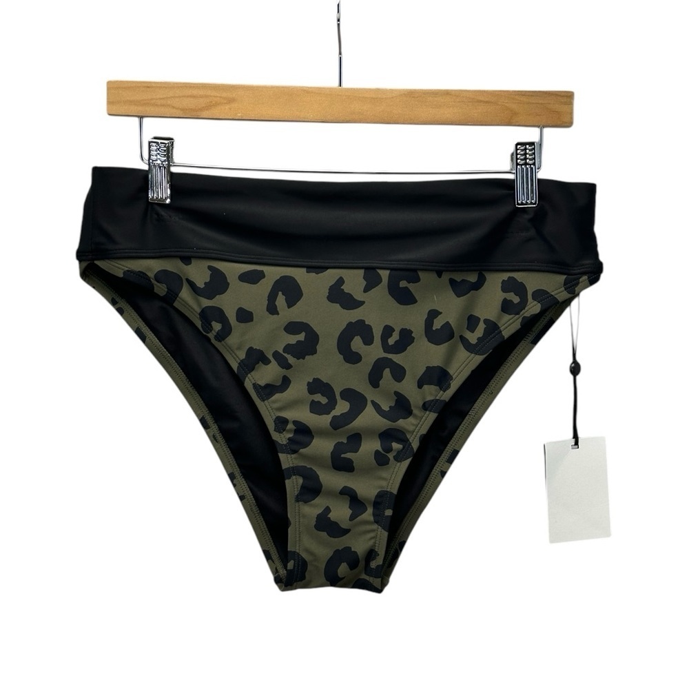 DKNY Animal Print Bikini Brief - Green Black - size XL